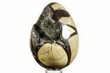 Septarian Dragon Egg Geode - Sparkly Black Crystals #378950-2